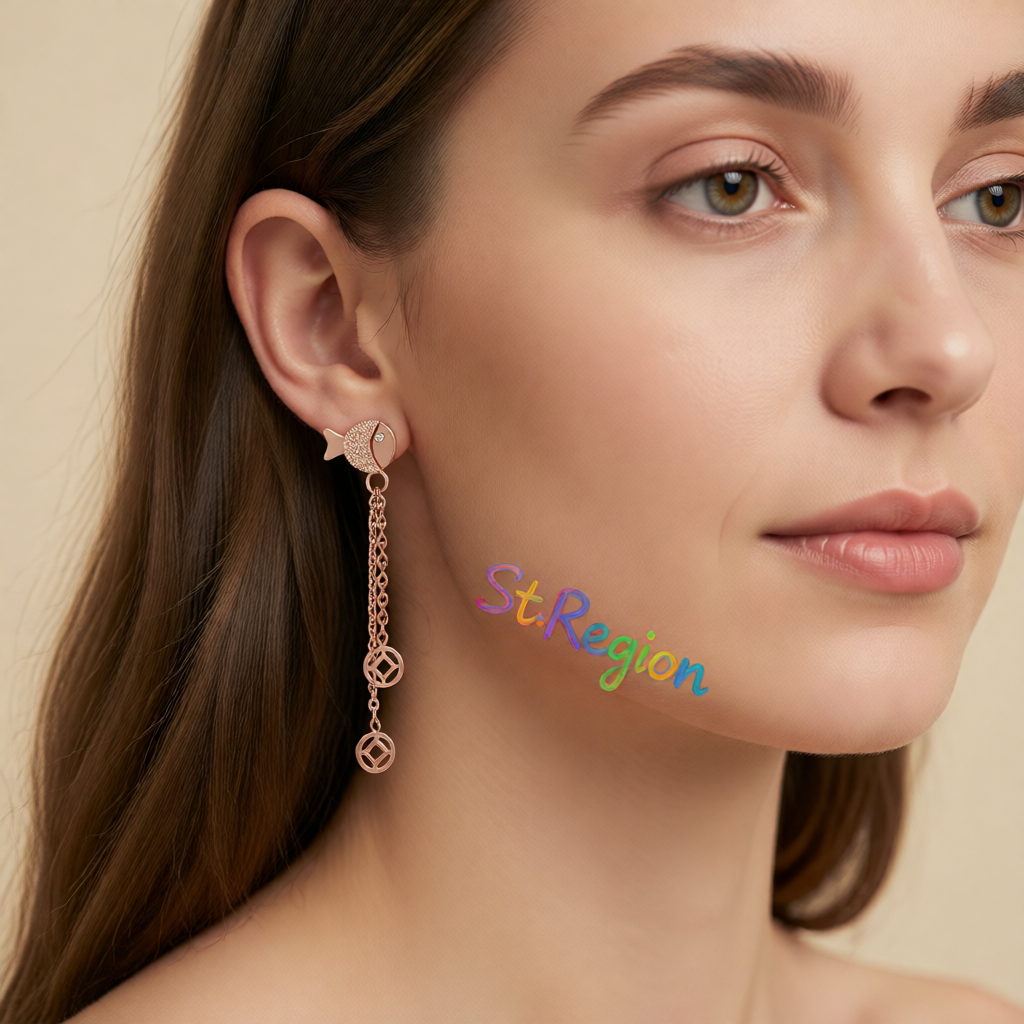 18K Rose Gold-Plated Fish Drop Earring