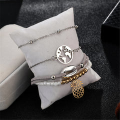 Acrylic & Two Tone Pineapple Shell Bracelet Set