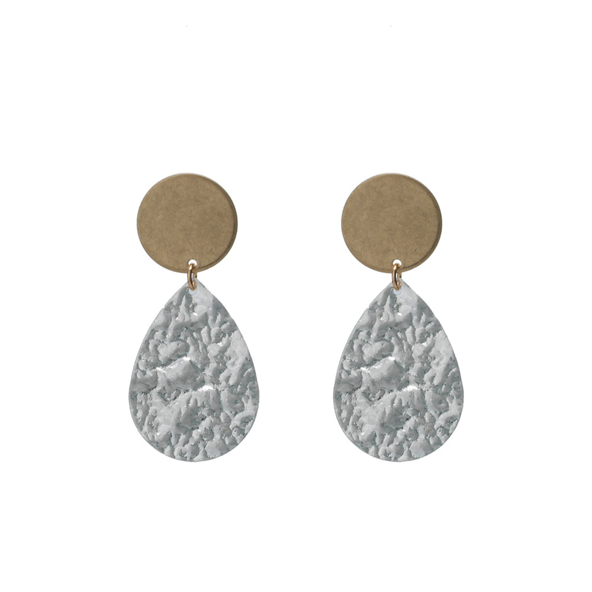 Two Tone Hammered Drop Earrings, drop earrings for women, vintage-inspired design, styled look