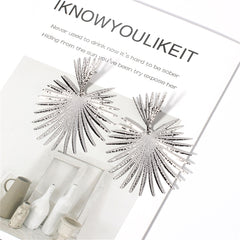 Silver-Plated Heart Burst Drop Earrings