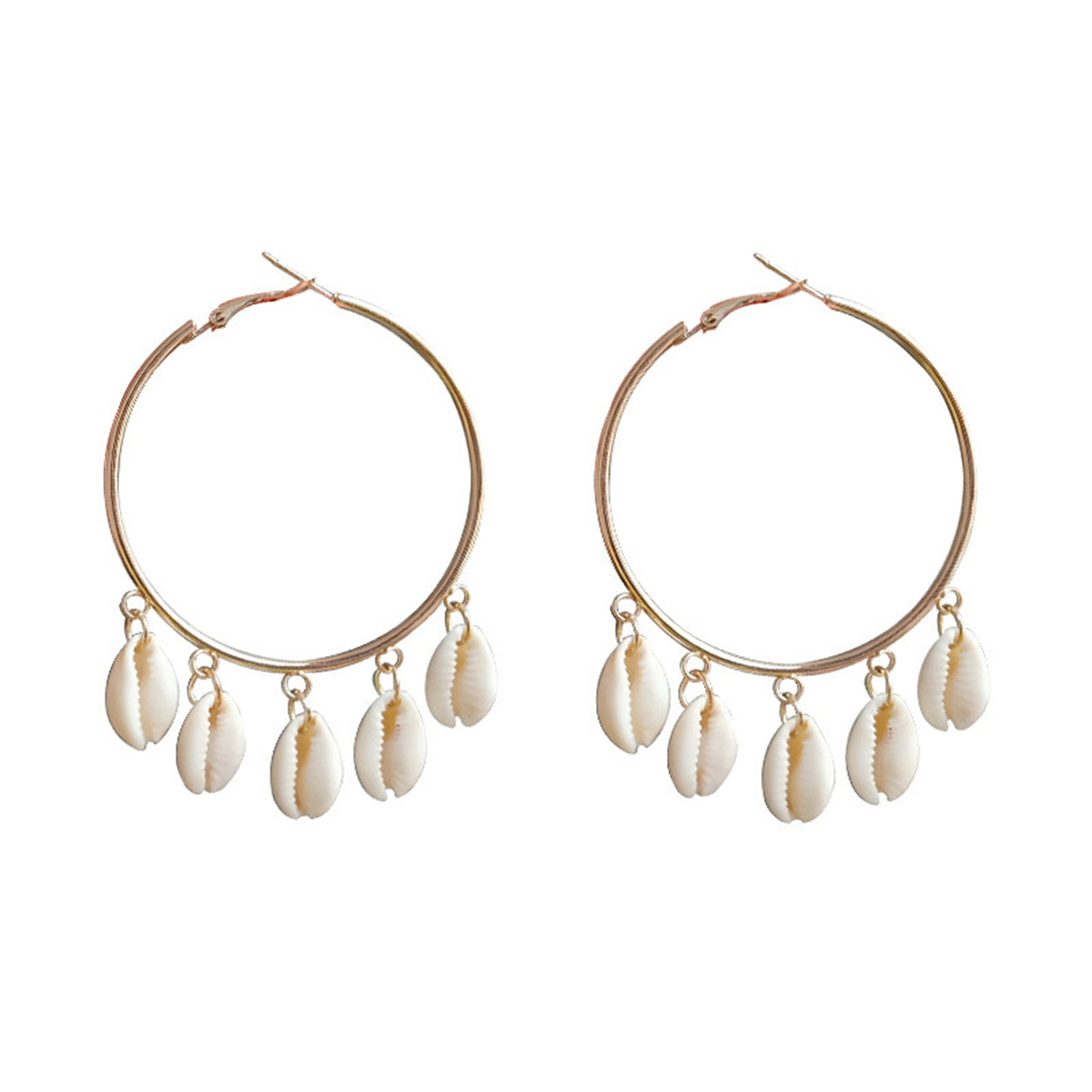 Shell and 18K Gold-Plated Tassel Hoop Earrings, gold drop earrings for women, vintage-inspired design, lifestyle look