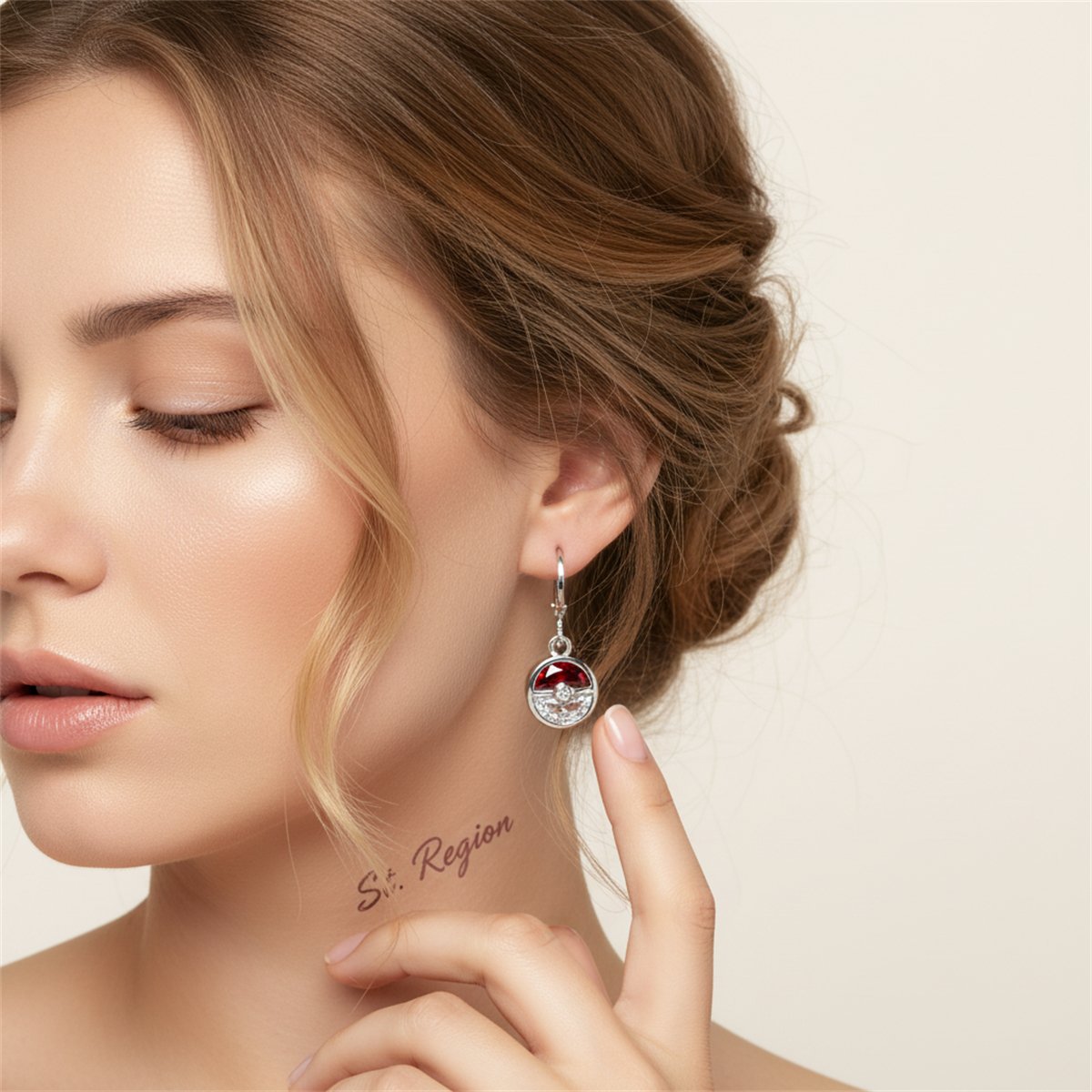 Red Crystal and Silver-Plated Ball Leverback Earrings, silver huggie earrings, everyday style, styled look