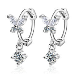 Cubic Zirconia & Crystal Silver-Plated Butterfly Drop Earrings
