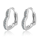 Cubic Zirconia & Silver-Plated Heart Hoop Earrings