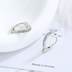 Cubic Zirconia & Silver-Plated Heart Hoop Earrings