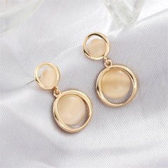 Cat's Eye & 18K Gold-Plated Round Drop Earrings