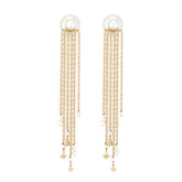 White Pearl & 18K Gold-Plated Tassel Ear Jackets