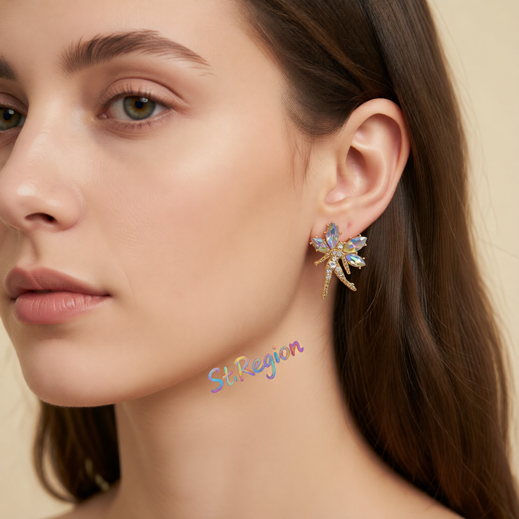 Iridescent Crystal & Cubic Zirconia Fairy Stud Earrings