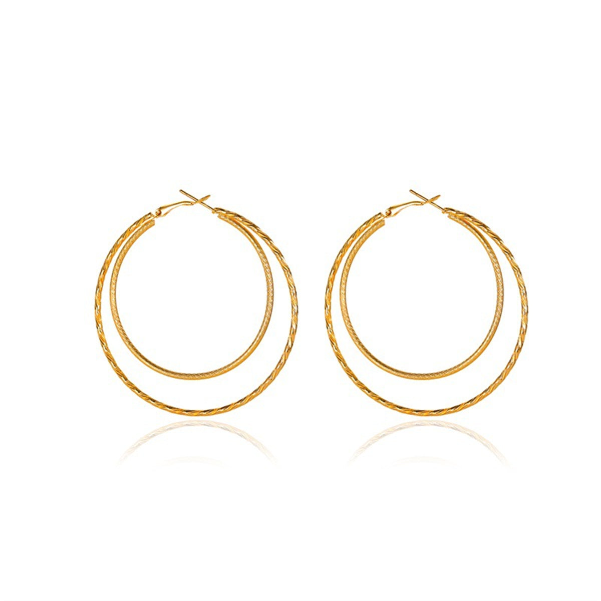 18K Gold-Plated Layered Hoop Earrings, everyday style, styled look