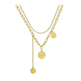A cheerful smiley face pendant on an 18K gold-plated chain, perfect for expressing love and joy in style.