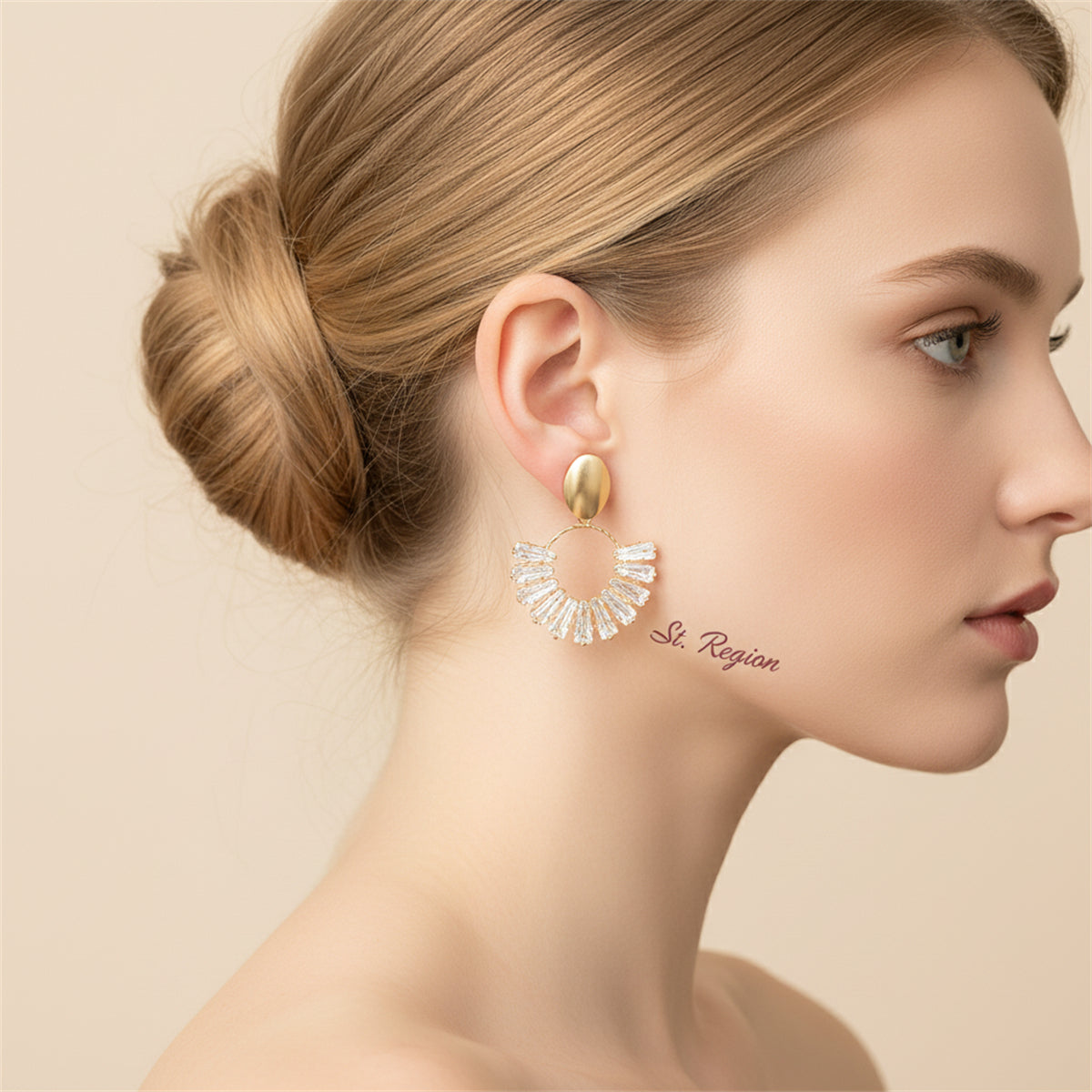 18K Gold-Plated & Crystal Circle Drop Earrings - Street Region