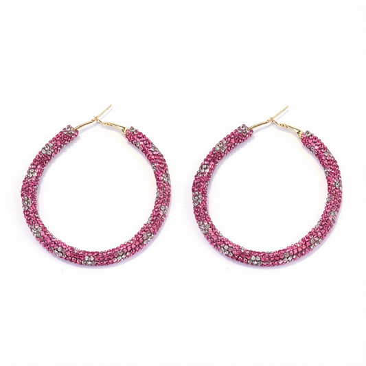 Rose Cubic Zirconia & 18K Gold-Plated Hoop Earrings