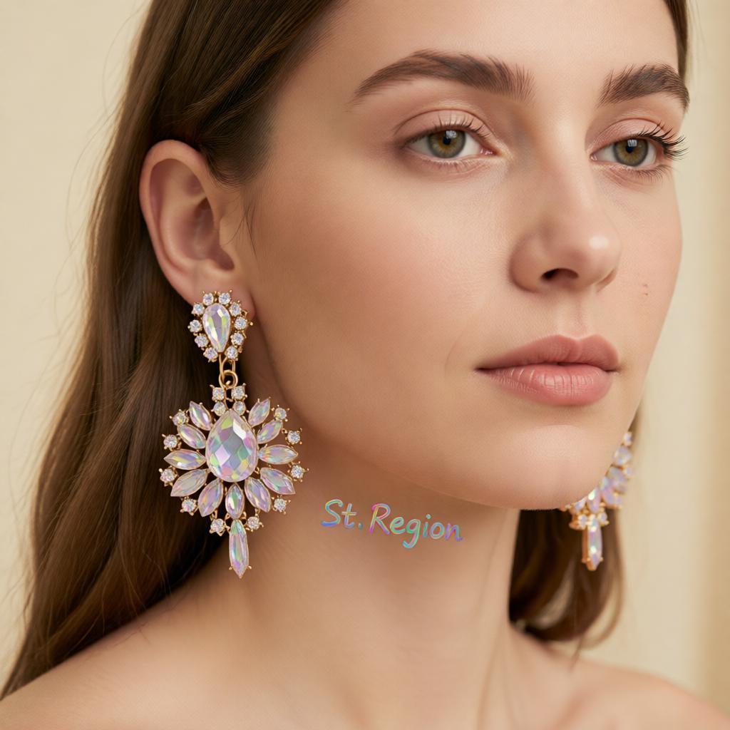 Crystal and Cubic Zirconia Teardrop Earrings, drop earrings for women, everyday style, styled look