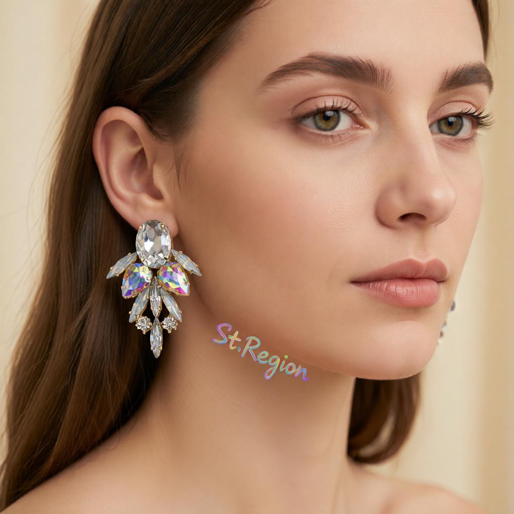 Crystal and Cubic Zirconia Drop Earrings, drop earrings for women, vintage-inspired design, styled look