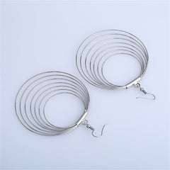 Silver-Plated Layered Hoop Drop Earring