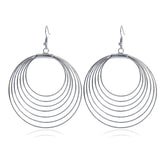 Silver-Plated Layered Hoop Drop Earring