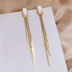 Cat's Eye & 18K Gold-Plated Tassel Drop Earrings