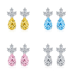Colored Crystal & Silver-Plated Pineapple Drop Earrings