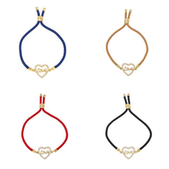 Cubic Zirconia & Colored Polyster 18K Gold-Plated 'Love' Heart Charm Bracelet