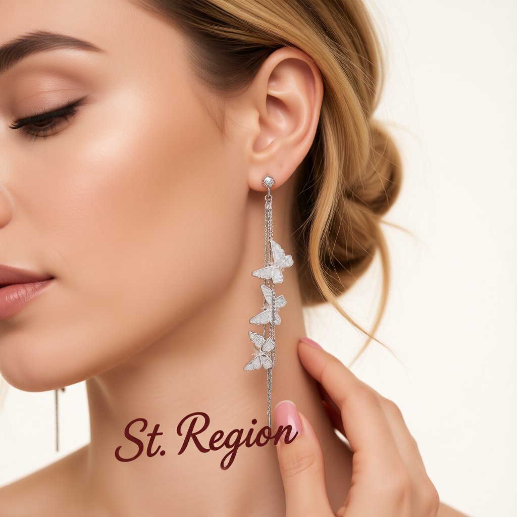 Cubic Zirconia and Silver-Plated Butterflies Drop Earrings, silver drop earrings for women, styled look