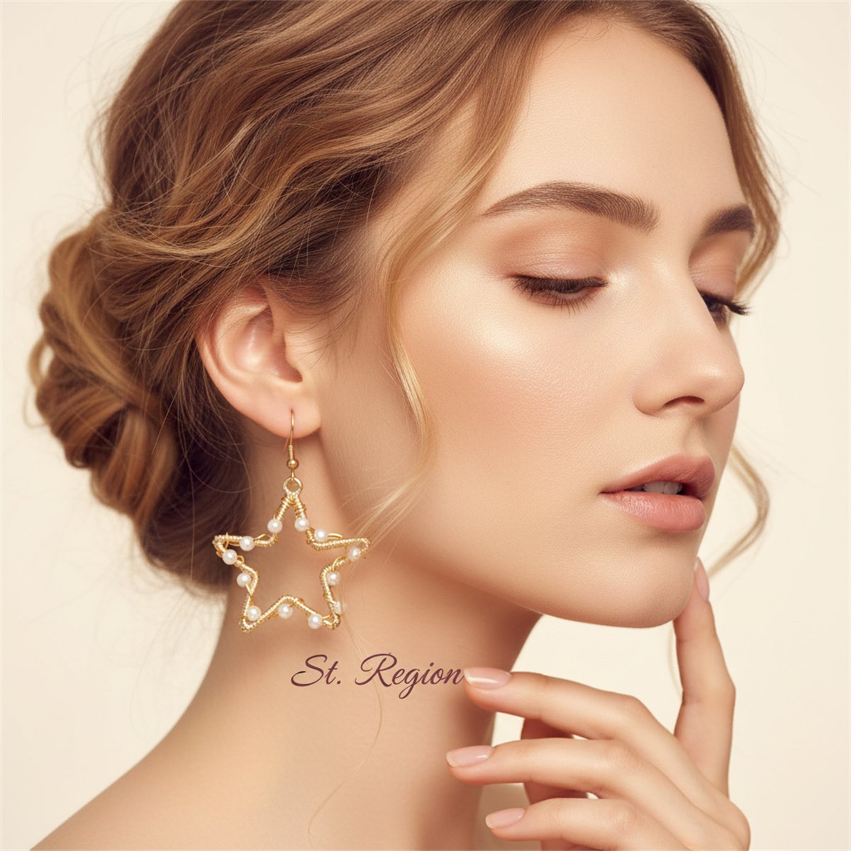 Pearl and 18K Gold-Plated Open Star Drop Earrings, gold drop earrings for women, vintage-inspired design, styled look