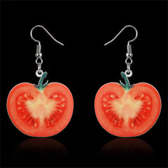 Red Acrylic & Silver-Plated Tomato Drop Earrings