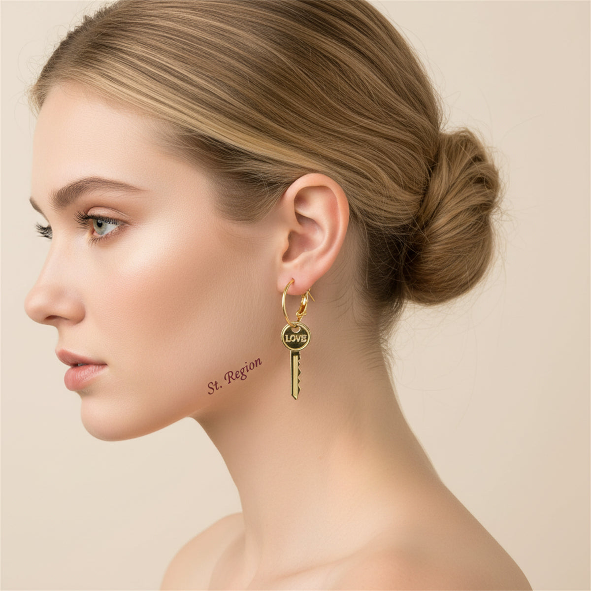 18K Gold-Plated 'Love' Key Drop Earrings - Street Region