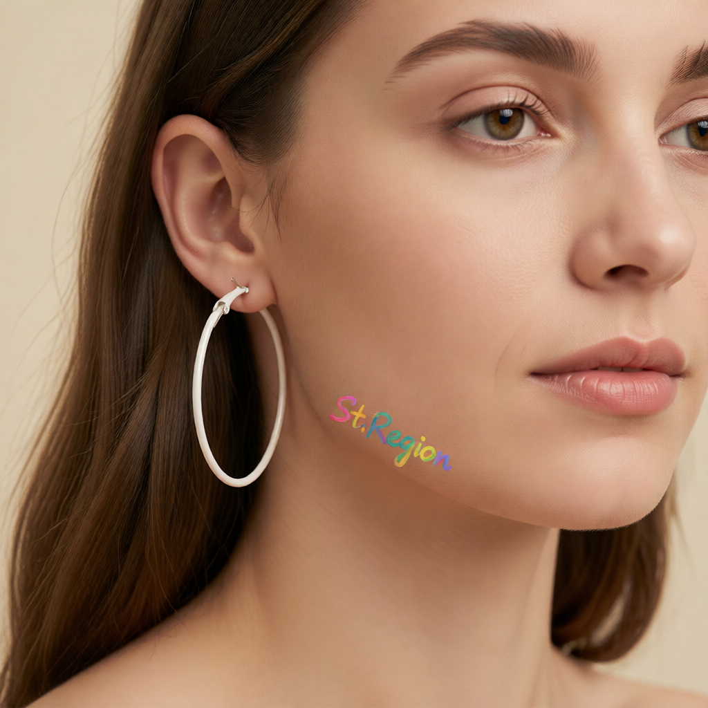 White Enamel & Silver-Plated Hoop Earrings