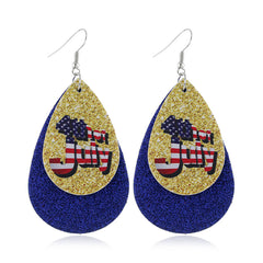 Navy Polystyrene & Silver-Plated Glitter '4Th Of July' Drop Earrings