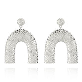 Silver-Plated Pebbled Arc Drop Earrings