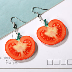 Red Acrylic & Silver-Plated Tomato Drop Earrings