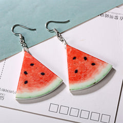 Red Acrylic & Silver-Plated Watermelon Drop Earrings