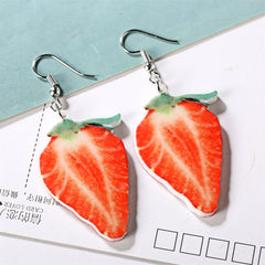 Red Acrylic & Silver-Plated Strawberry Drop Earrings