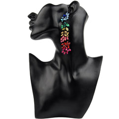 Red & Blue Crystal Cluster Drop Earrings