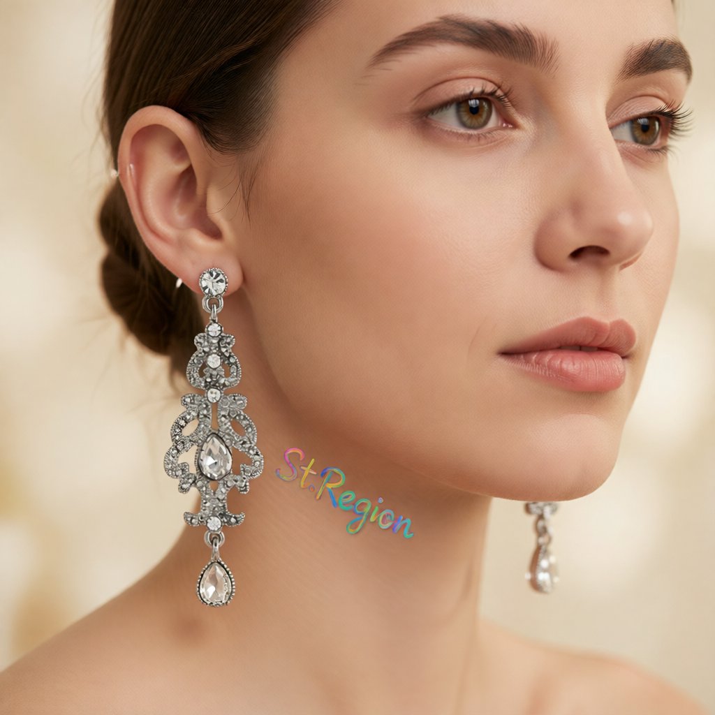 Crystal and Cubic Zirconia Drop Statement Earrings, drop earrings for women, elegant gift for her, styled look