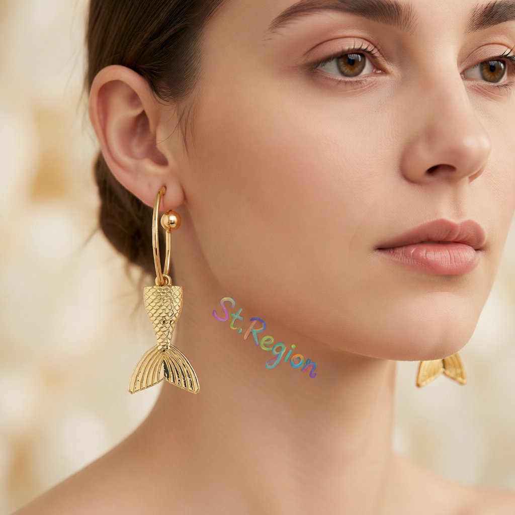 18K Gold-Plated Fishtail Drop Earrings