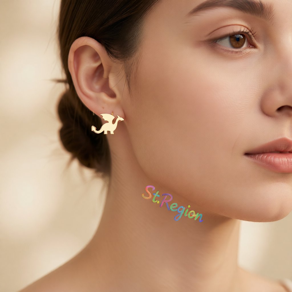 18K Gold-Plated Dragon Stud Earrings