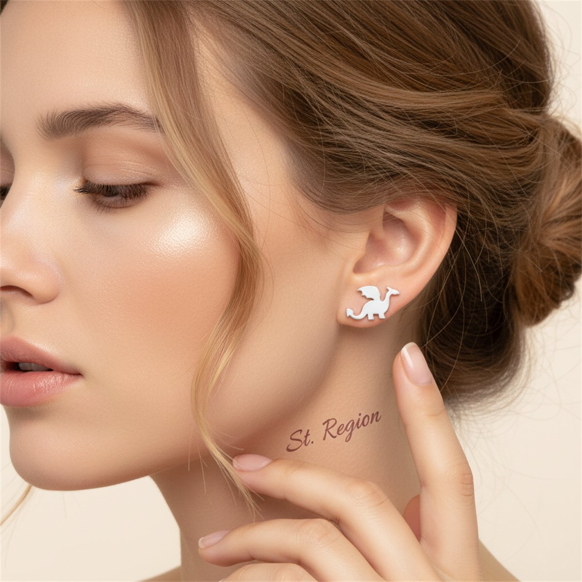 Silver-Plated Dragon Stud Earrings, cubic zirconia stud earrings for women, elegant gift for her, styled look