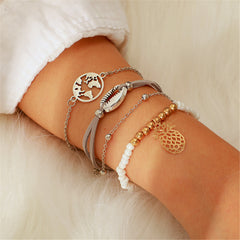 Acrylic & Two Tone Pineapple Shell Bracelet Set