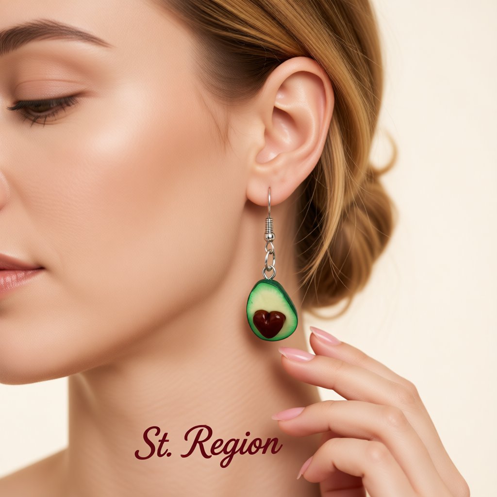 Green and Silver-Plated Avocado Heart Drop Earrings, silver drop earrings for women, everyday style, styled look