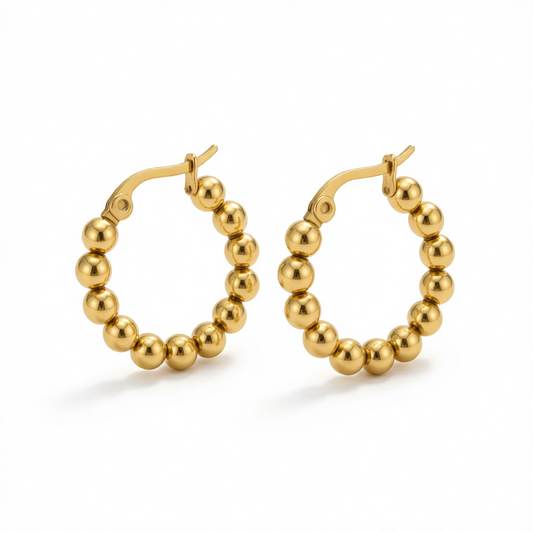 18K Gold-Plated Bead Hoop Earring