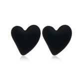 Black Acrylic & Silve-Plated Heart Stud Earrings