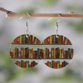 Red & Yellow Bookcase Round Drop Earrings