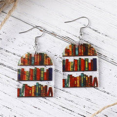 Red & Yellow Bookcase Drop Earrings