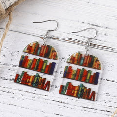 Red & Yellow Bookcase Drop Earrings