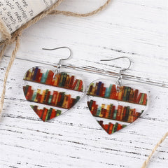 Red & Yellow Bookcase Heart Drop Earrings