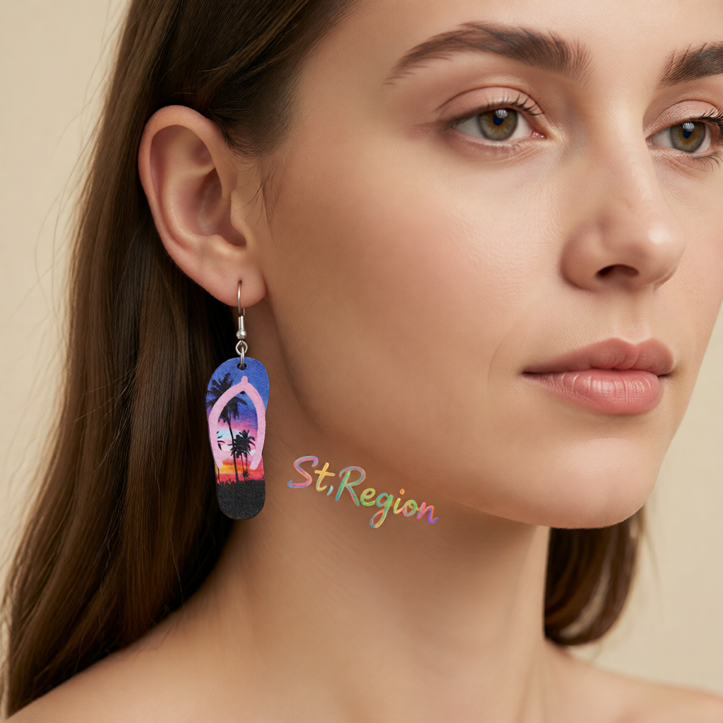 Purple & Pink Hawaii Flip-Flop Drop Earrings