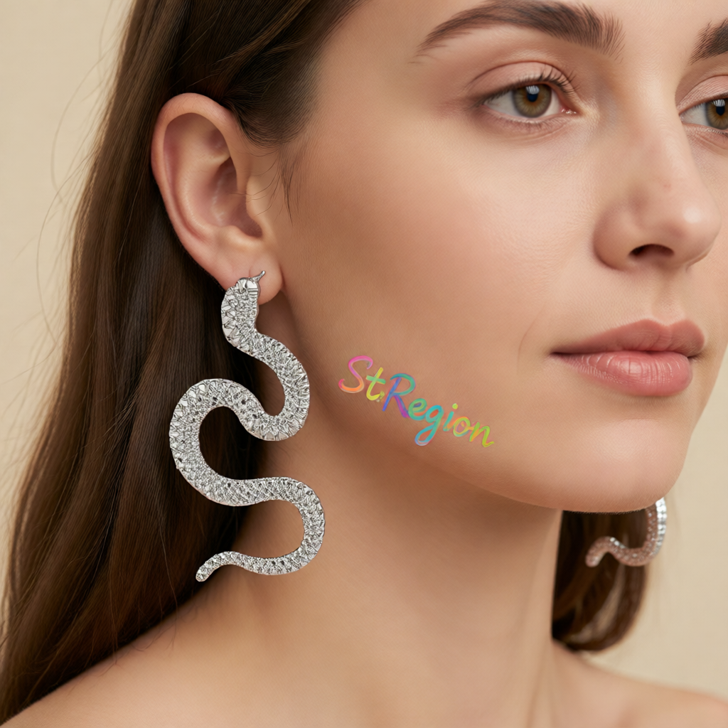 Silver-Plated Snake Drop Earrings