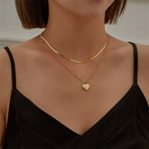 Elegant 18K gold-plated layered heart necklace with 'Love You' pendant, perfect for expressing love and style.