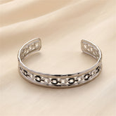 Black Enamel & Silver-Plated Cable Cuff